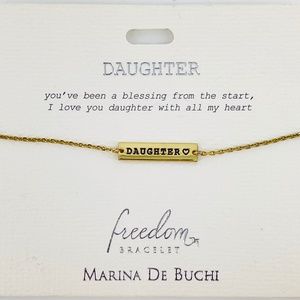 "Daughter" Freedom Bracelet by Marina De Buchi Gold Tone Adjustable Gold Plated
